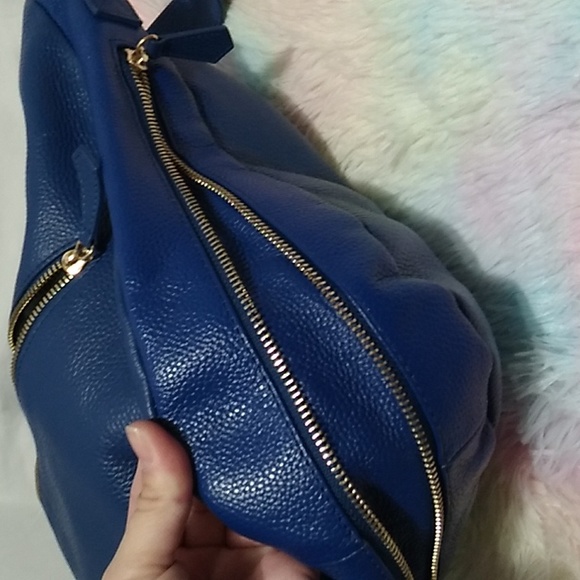 Authentic Laggo Genuine Blue Leather Hobo Shoulder Bag - Picture 12 of 16